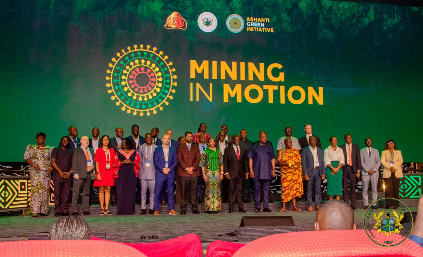 Dignitaries and participants on stage at the Mining in Motion Conference 2026.