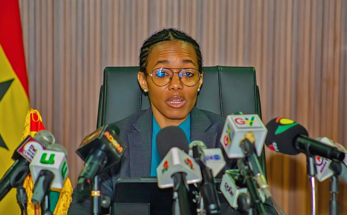 Hon. Dr Zanetor Agyeman-Rawlings addresses the media during an engagement on Ghana’s space science and technology agenda.