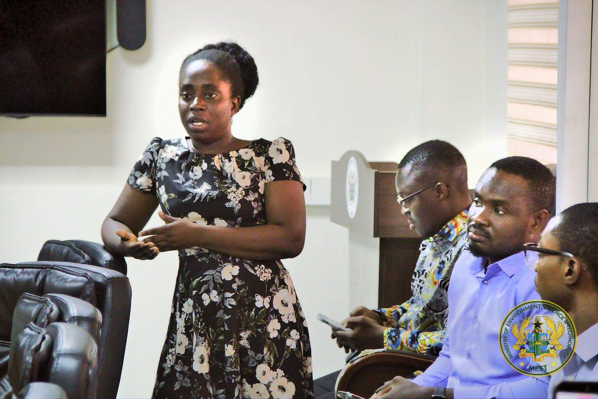 A member of the team addresses the meeting on preparations for COP31.