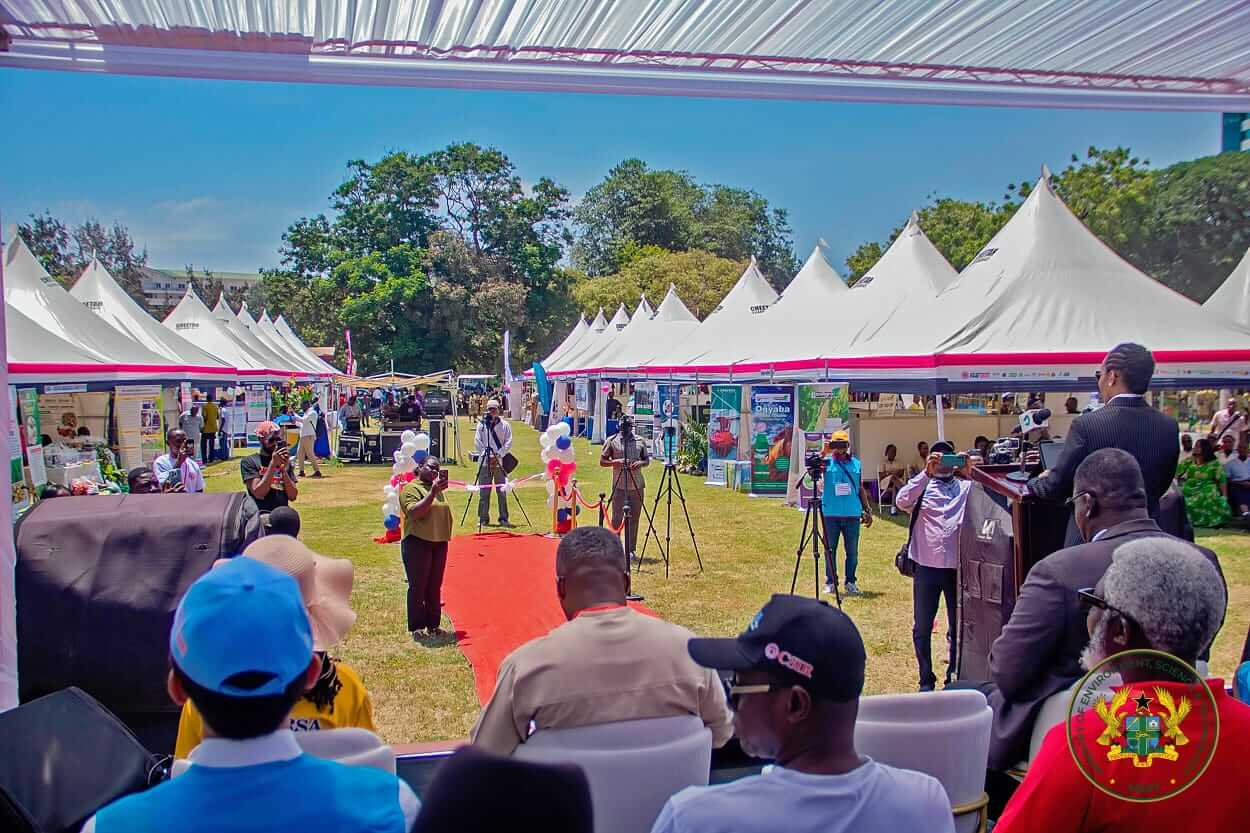 A view of the CSIR Innovation Fair 2026 grounds at Efua Sutherland Park, Accra.