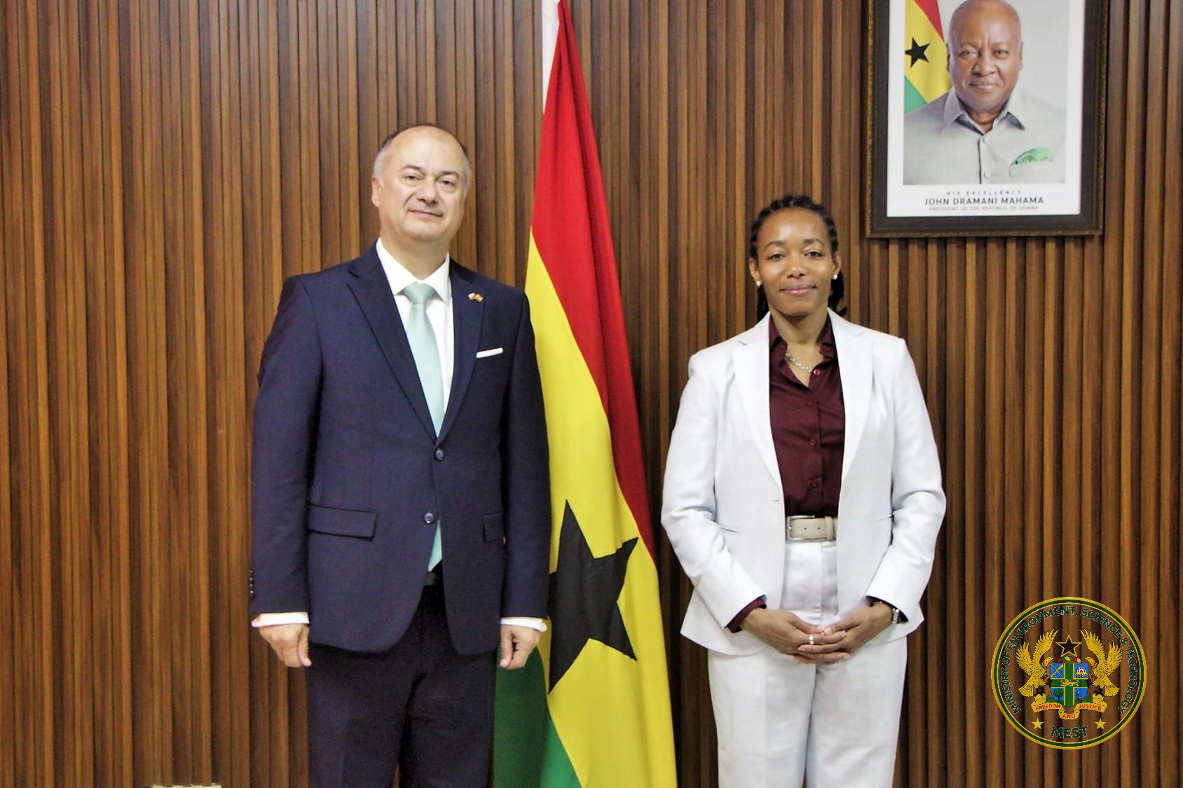 Hon. Dr Zanetor Agyeman-Rawlings with the Czech Ambassador to Ghana at the Ministry.