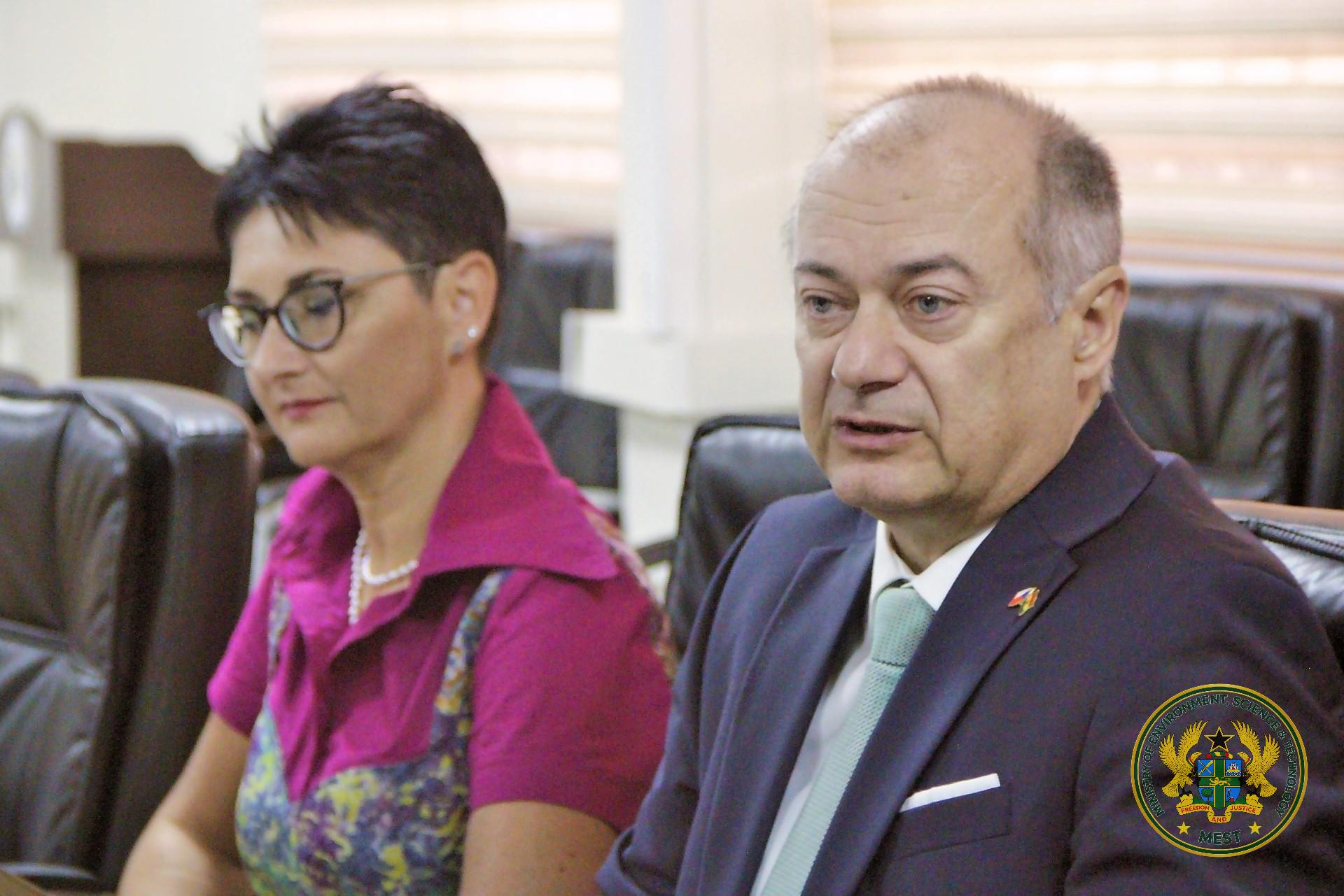 The Czech Ambassador to Ghana speaks during the meeting with the Minister.