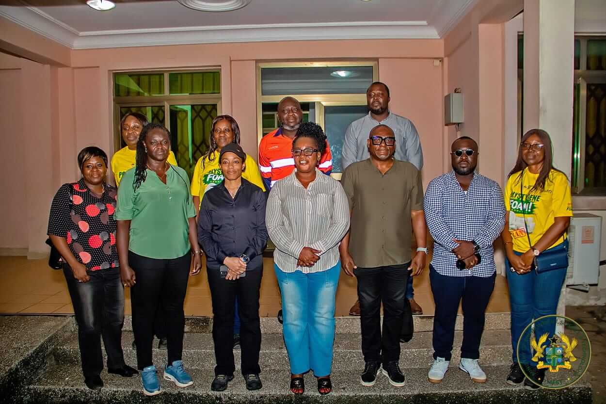 Group photograph of both Ministers with officials in Koforidua.