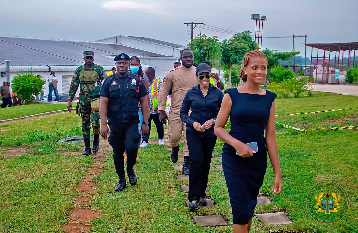 The Minister arrives at Fairafric Ghana Limited, Suhum.