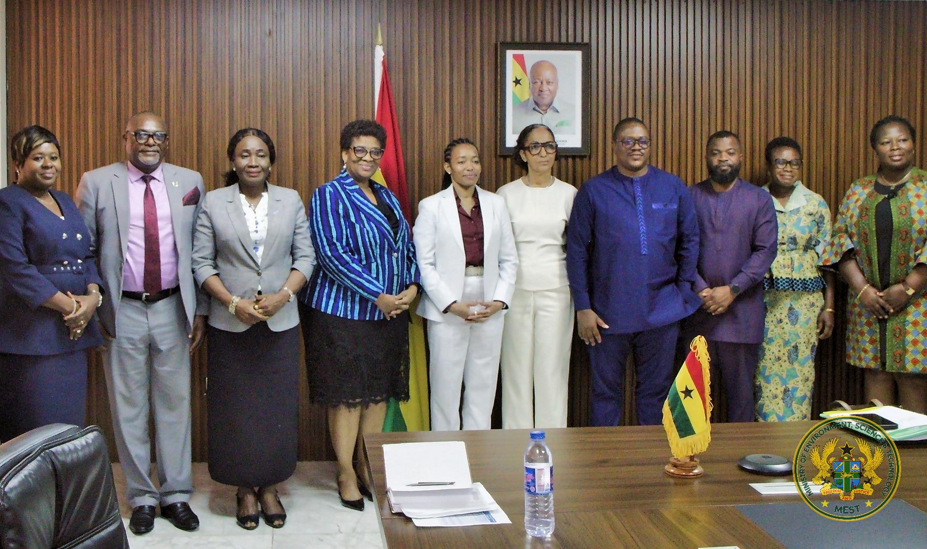 The Minister with the delegation from the Ghana Climate Innovation Centre.