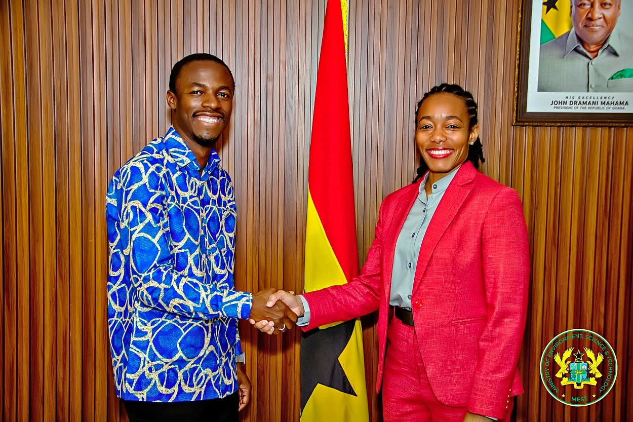 Hon. Dr Zanetor Agyeman-Rawlings with Joshua Amponsem, Co-Director of the Youth Climate Justice Fund initiative.