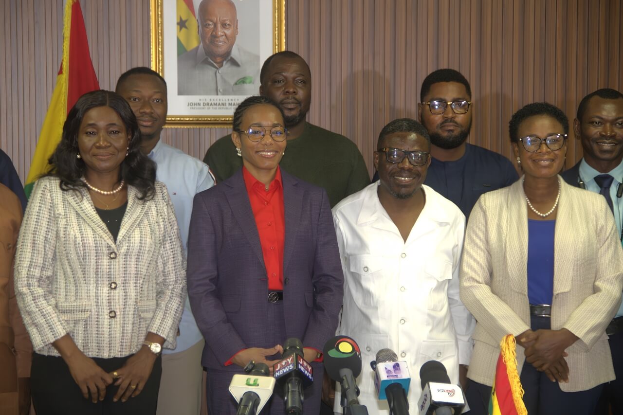 Hon. Dr Zanetor Agyeman-Rawlings and Hon. Armah-Kofi Buah with a senior official of the Ministry following the formal handing-over ceremony.