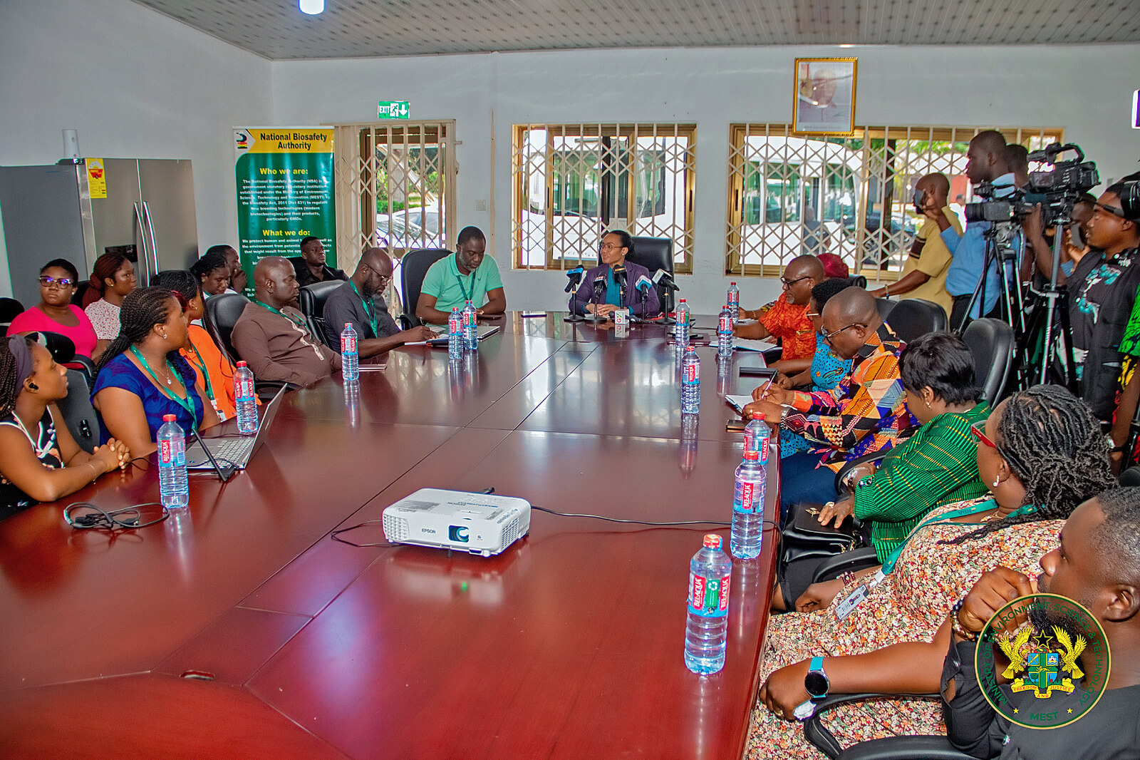Hon. Dr Zanetor Agyeman-Rawlings in a meeting with management of the National Biosafety Authority.