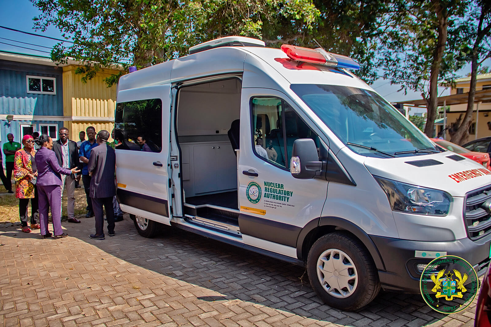 Hon. Dr Zanetor Agyeman-Rawlings and officials beside a specialised NRA vehicle during the visit.